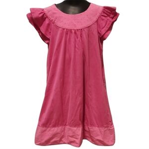 Hanna Andersson Pink Swiss Dot Dress With Double Ruffle Short Sleeve 140